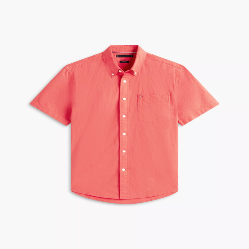 Regular Fit Dyed Cotton-Linen Shirt